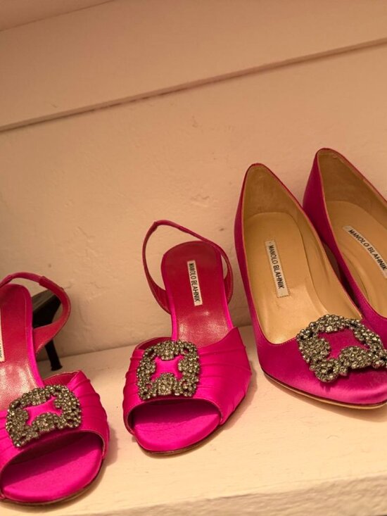 Manolo Blahnik Shoes - Manolo Blahnik Hot Pink Satin Crystal Heels BUNDLE — Brand New 💕✨
